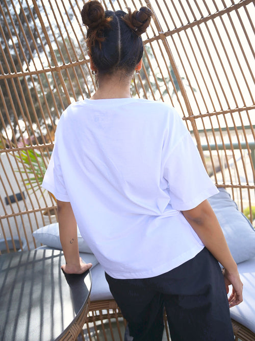 Women Pooh Oversize Front and Back print Tshirt BON12110