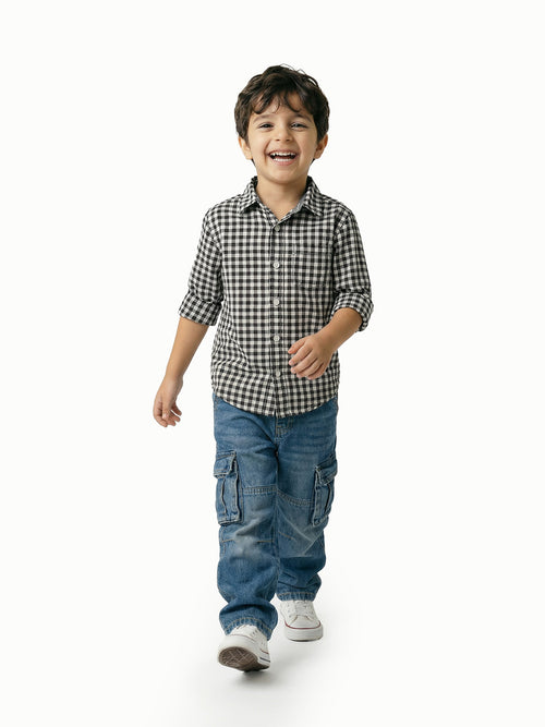 Boy's Shirts Black Full sleeve Spread Collar