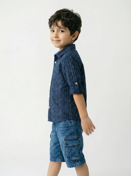 Boy's Shirts Blue Full sleeve Spread Collar