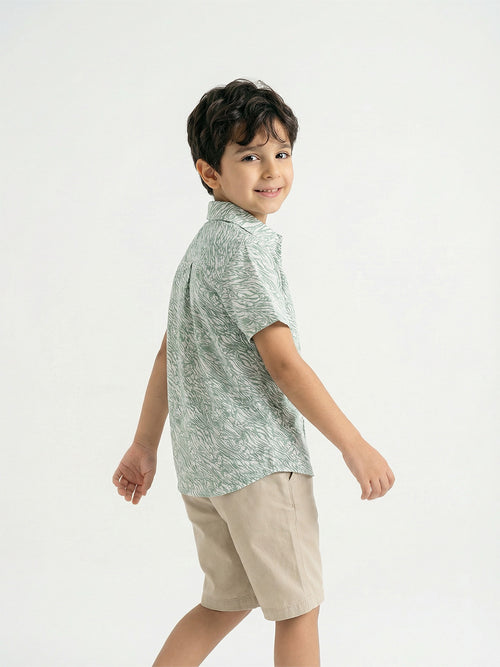 Boy's Shirts Multi Short Sleeve Spread Collar