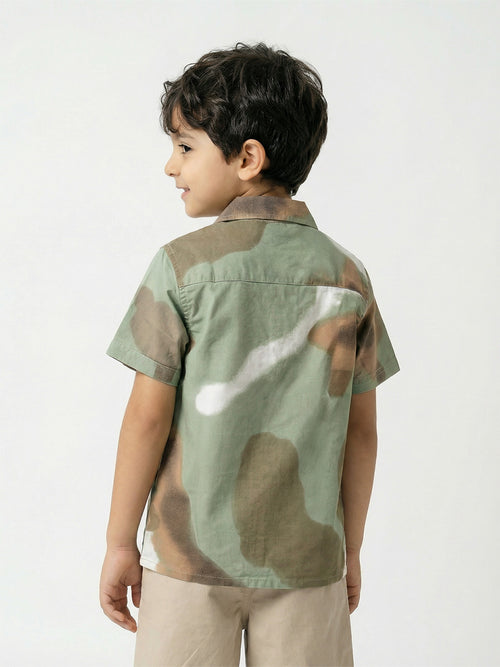 Boy's Shirts Multi Short Sleeve Spread Collar|BON11827