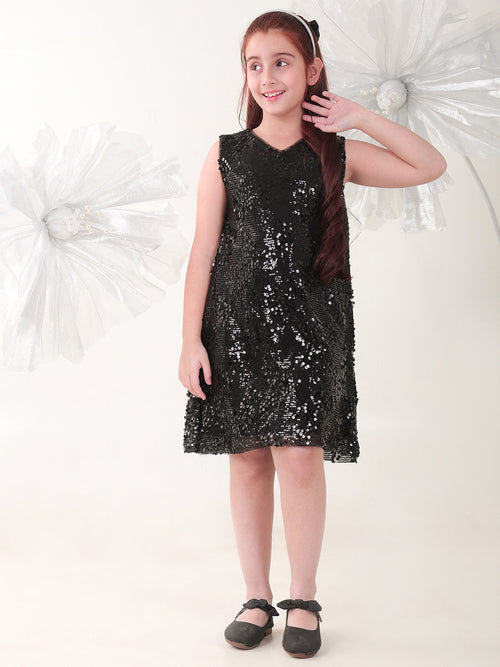 Girls Dresses Black Sleeveless Round