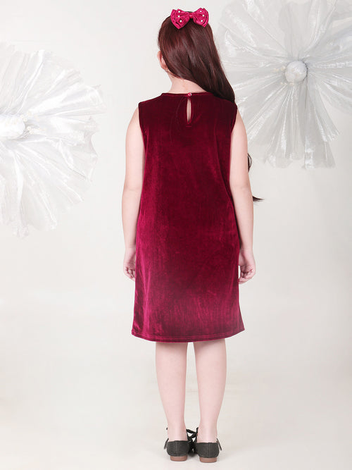 Girls Dresses Maroon Sleeveless Round
