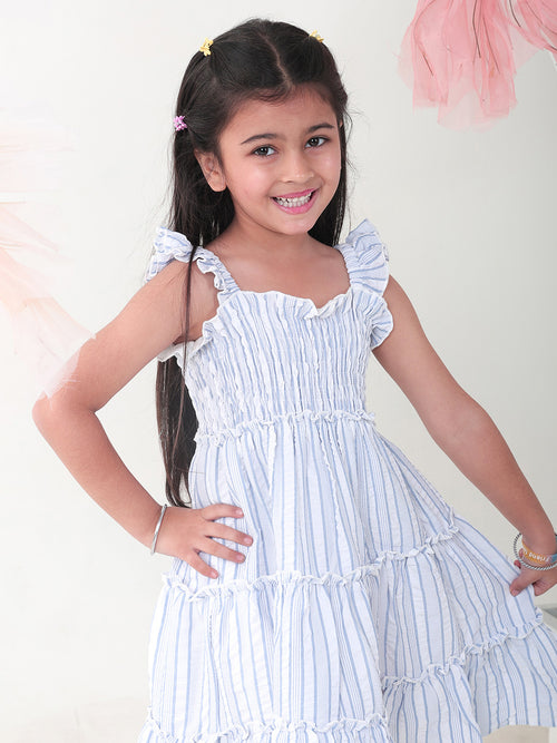 Girls Dresses Blue Sleeveless Round