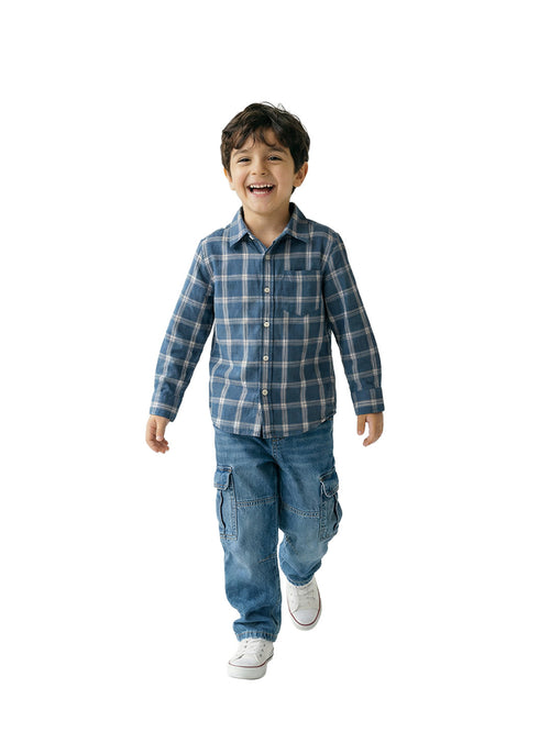 Boy's Shirts Blue Full sleeve Spread Collar