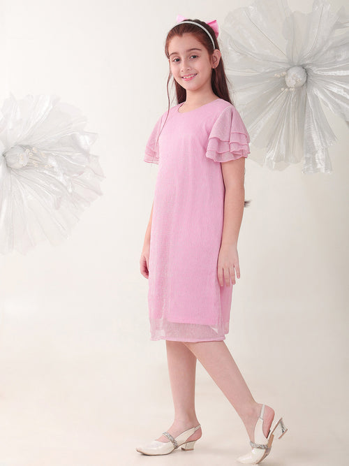 Girls Dresses Pink Sleeveless Round