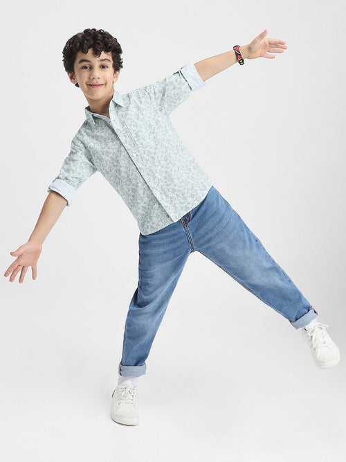 Boys Printed Shirt | Green, White