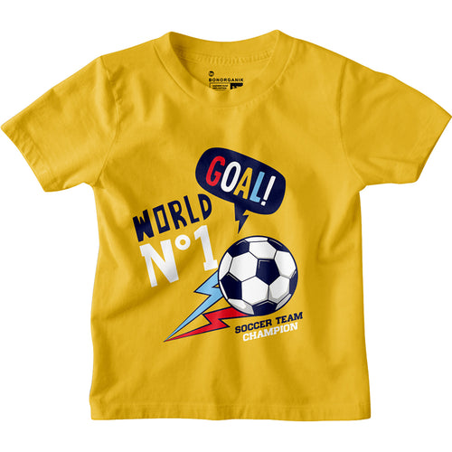 Boys-Goal Yellow Printed Tees