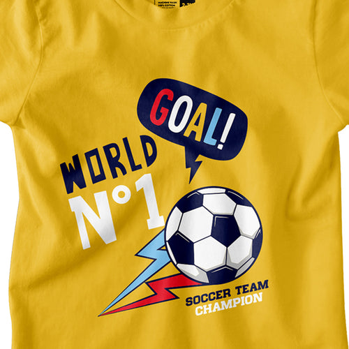 Boys-Goal Yellow Printed Tees