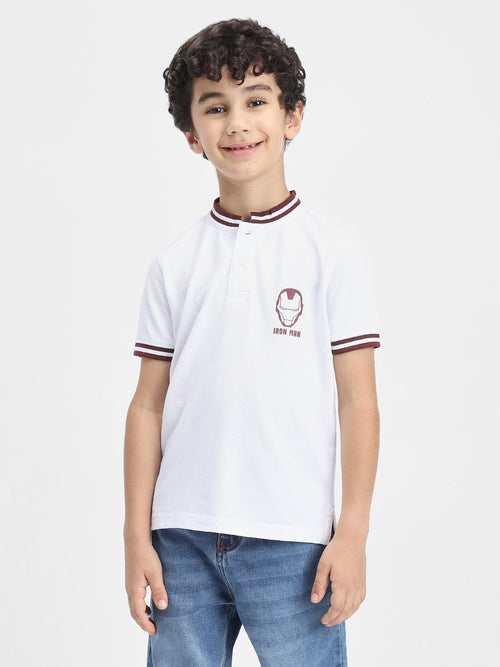 Iron Man Boys Polo Tees  | White