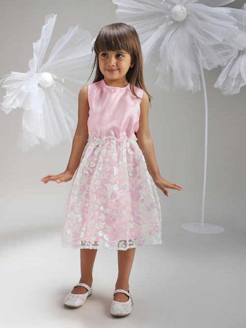Girls Pink Satin Dress Premium Soft Fabric Party Wear