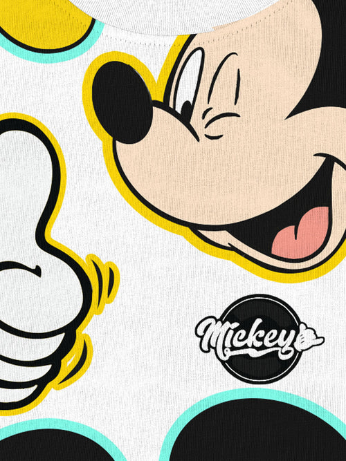 Mickey White Full Sleeve Boys T-SHIRT