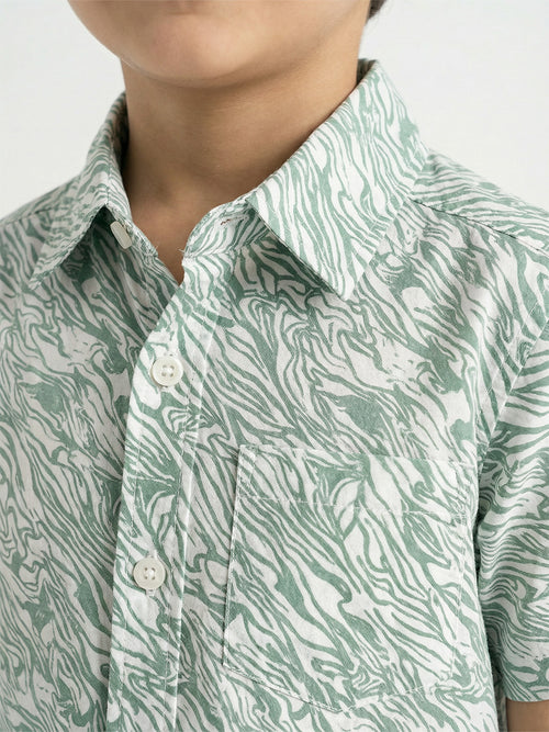 Boy's Shirts Multi Short Sleeve Spread Collar