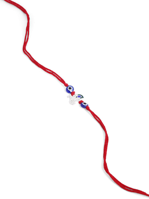 925 Silver-flute & peacock feather Rakhi for Kids