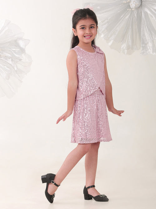 Girls Clothing Set Pink Sleeveless Round