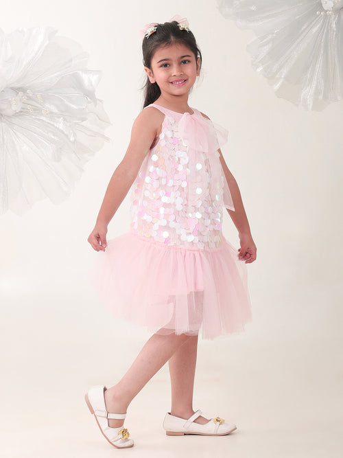 Girls Dresses Pink Sleeveless Round