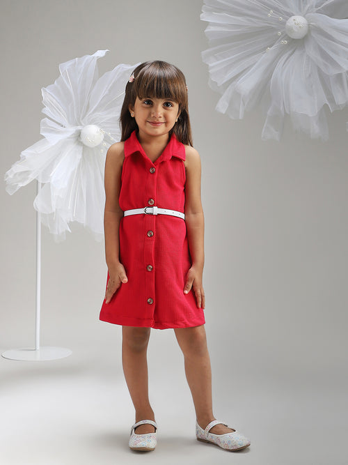 Girls Elegant Pink Polyester Party Dress Stylish and Comfortable Outfit for Kids