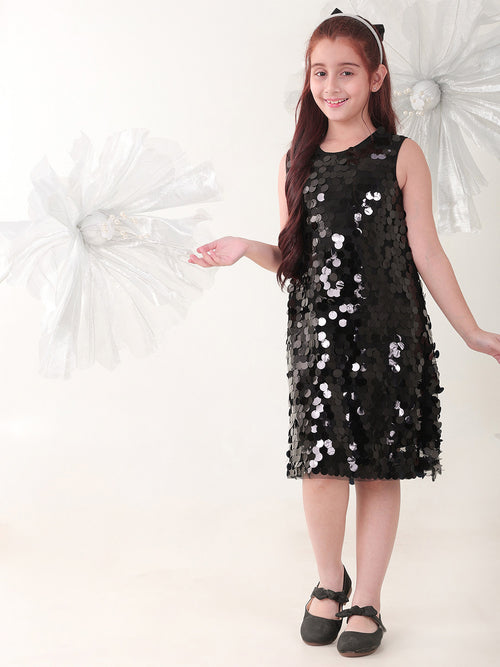 Girls Dresses Black Sleeveless Round