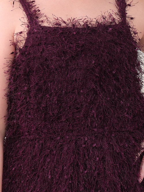 Girls Dresses Wine Sleeveless Round