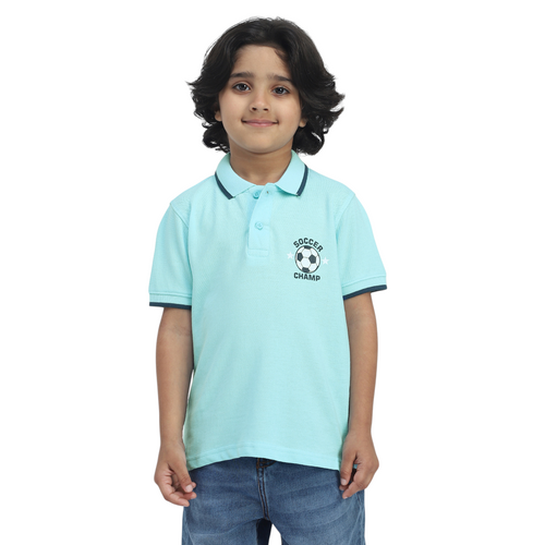 Fotball Desing Boys Polo Tees  | Light Blue