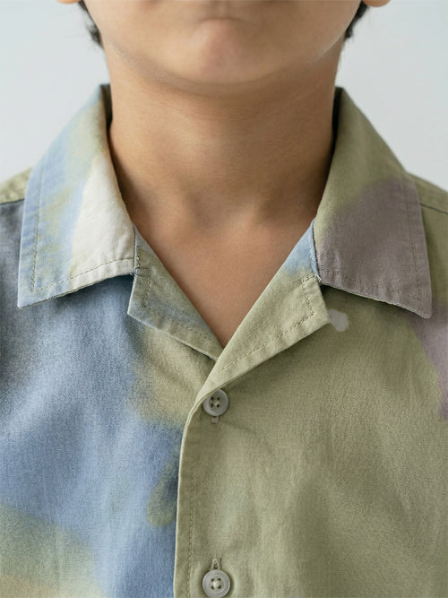 Boy's Shirts Multi Short Sleeve Spread Collar