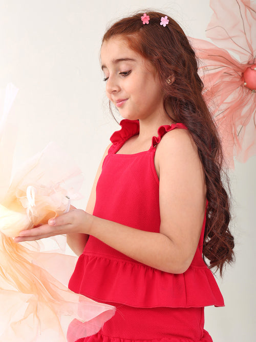 Girls Clothing Set Pink Sleeveless Round Neck