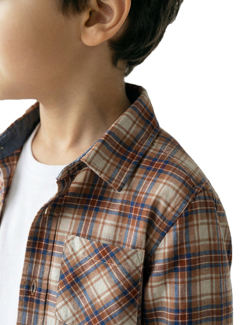 Boy's Shirts Brown Full sleeve Spread Collar