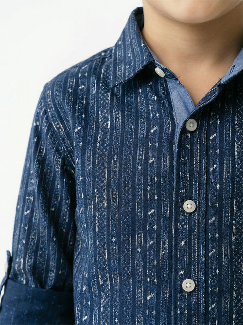 Boy's Shirts Blue Full sleeve Spread Collar