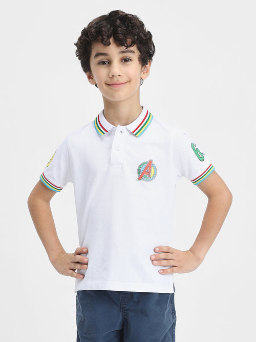 Avengers Boys Polo Tees  | White