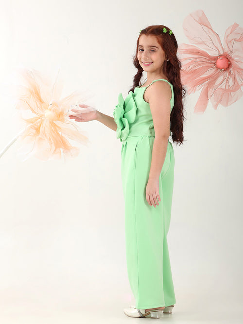 Girls Clothing Set Green Sleeveless Round Neck