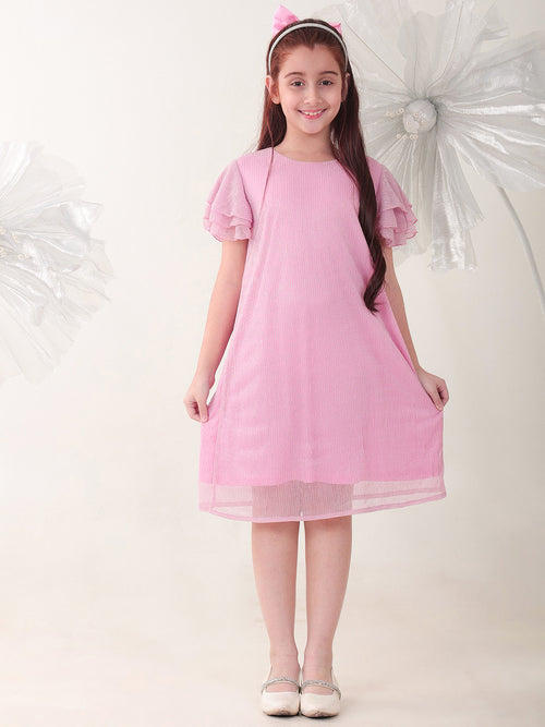 Girls Dresses Pink Sleeveless Round