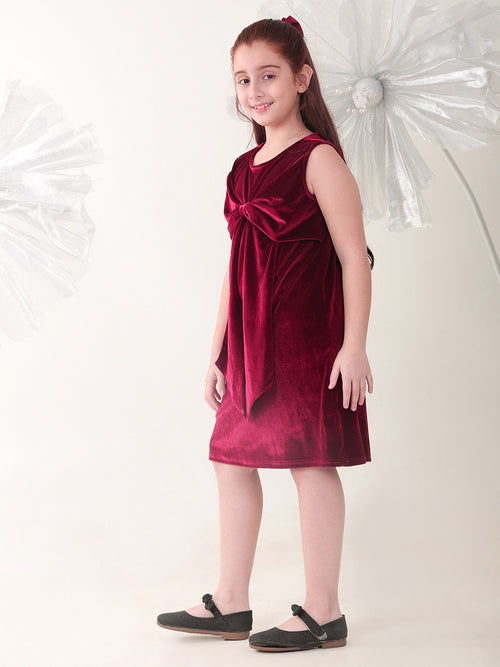 Girls Dresses Maroon Sleeveless Round