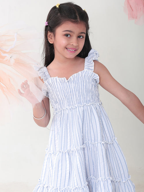 Girls Dresses Blue Sleeveless Round