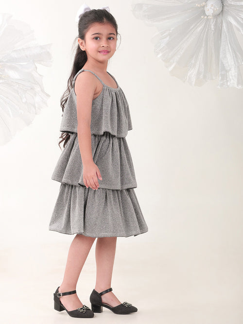 Girls Dresses Silver Sleeveless Round