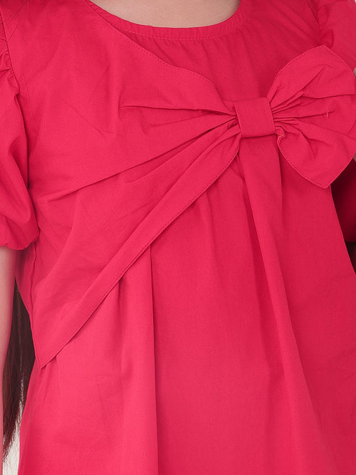 Girls Dresses Red Half Sleeve Round
