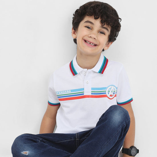 Avengers Boys Polo Tees  | White