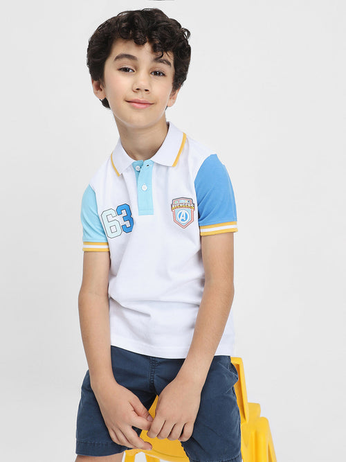 Avengers Boys Polo Tees  | White