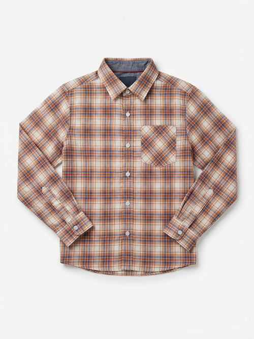 Boy's Shirts Brown Full sleeve Spread Collar