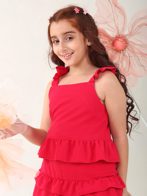 Girls Clothing Set Pink Sleeveless Round Neck