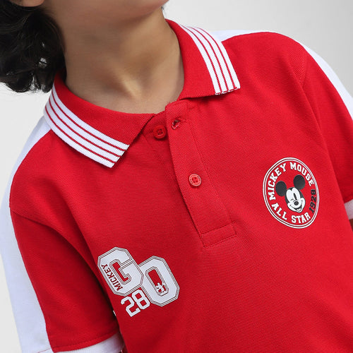Mickey Boys Polo Tees  | Red