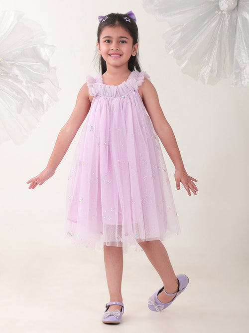 Girls Dresses Lilac Sleeveless Round