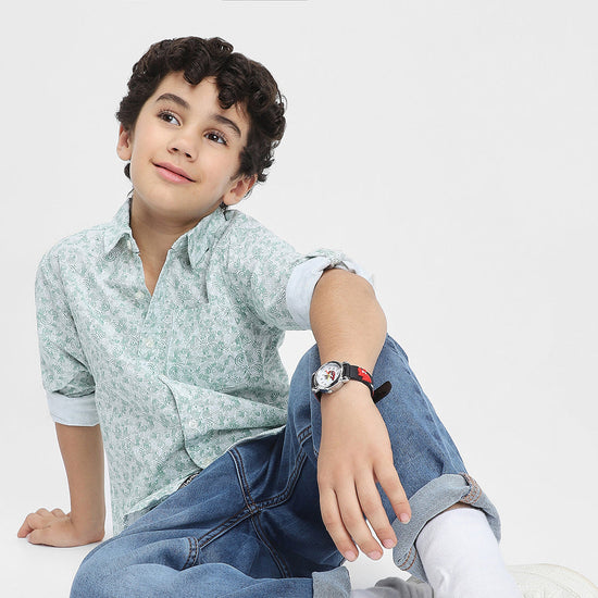 Boys Printed Shirt | Green, White
