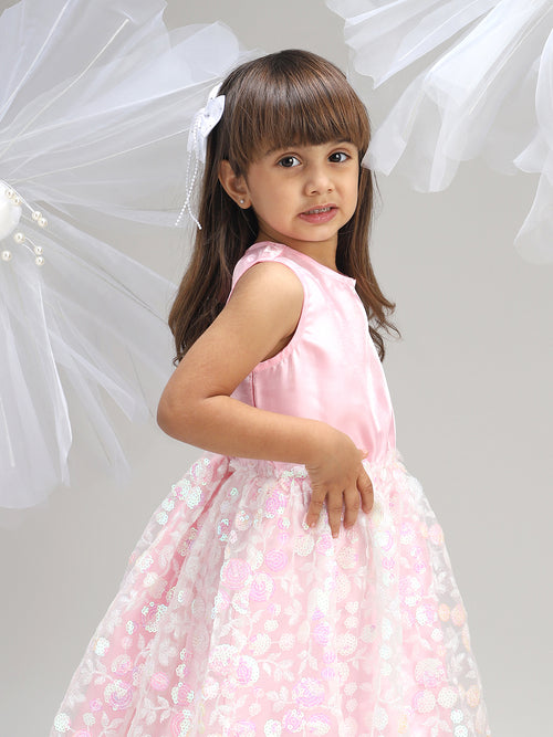 Girls Pink Satin Dress Premium Soft Fabric Party Wear