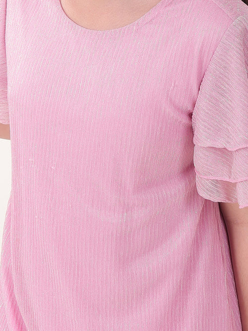 Girls Dresses Pink Sleeveless Round