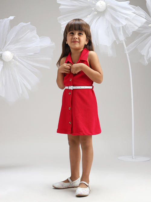 Girls Elegant Pink Polyester Party Dress Stylish and Comfortable Outfit for Kids