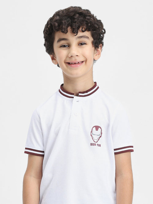 Iron Man Boys Polo Tees  | White