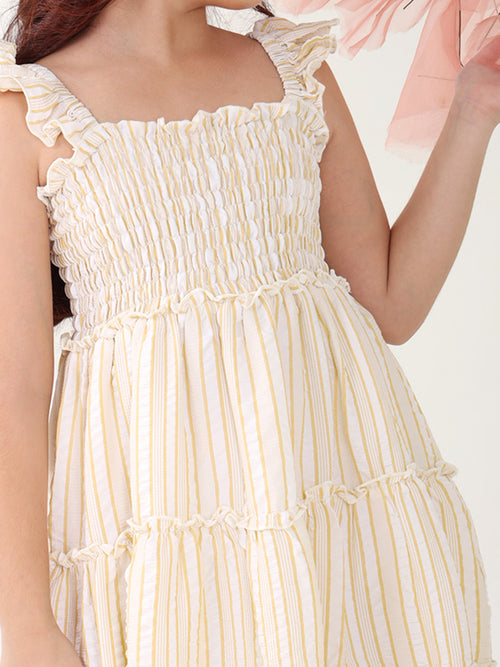 Girls Dresses Yellow Sleeveless Round Neck