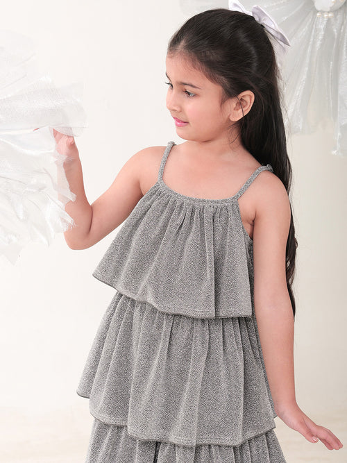Girls Dresses Silver Sleeveless Round