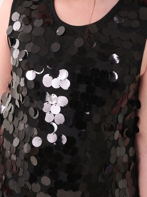 Girls Dresses Black Sleeveless Round
