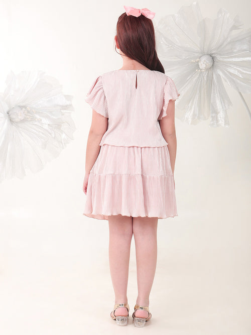 Girls Clothing Set Peach Half Sleeve Round